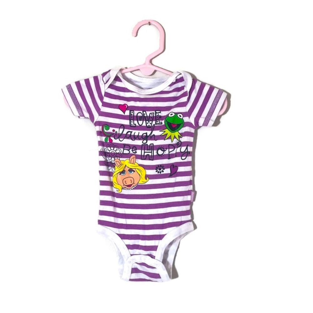 Disney Muppets Purple and White Striped Onesie Size 9 Months